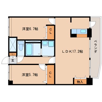 間取図 東海道本線/焼津駅 徒歩7分 2階 築16年