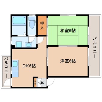 間取図 東海道本線/静岡駅 徒歩26分 2階 築27年