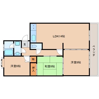 間取図 東海道本線/静岡駅 バス10分中田四丁目下車:停歩2分 3階 築37年