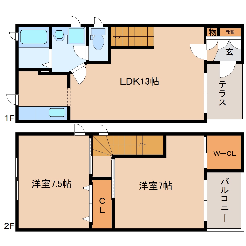 間取り図 東海道本線/静岡駅 バス23分宮川下車:停歩1分 1-2階 築16年