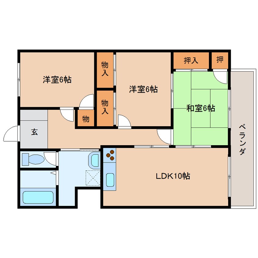 間取図 東海道本線/静岡駅 バス13分見瀬Ｄａｉｉｃｈｉ－ＴＶ入口下車:停歩4分 4階 築34年