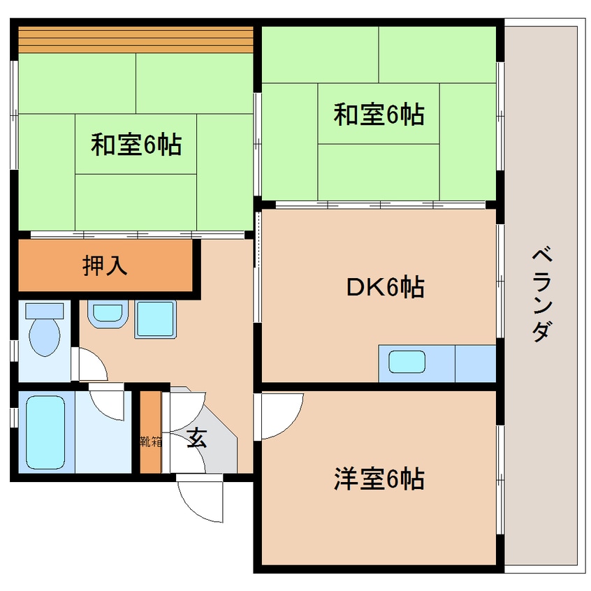 間取図 東海道本線/静岡駅 バス24分大谷停下車:停歩3分 1階 築43年