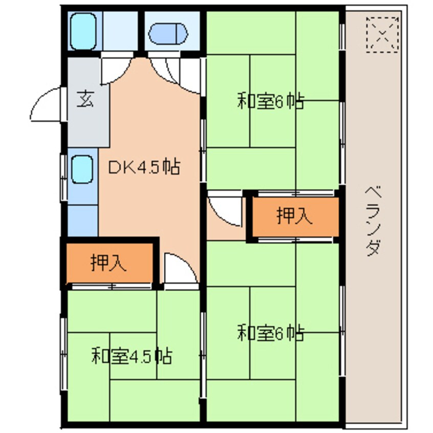 間取図 東海道本線/静岡駅 バス19分西脇下下車:停歩6分 1階 築47年