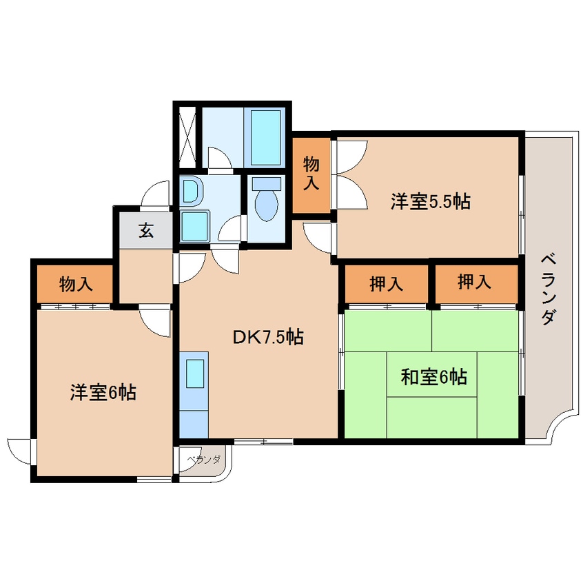 間取図 東海道本線/静岡駅 徒歩18分 3階 築37年