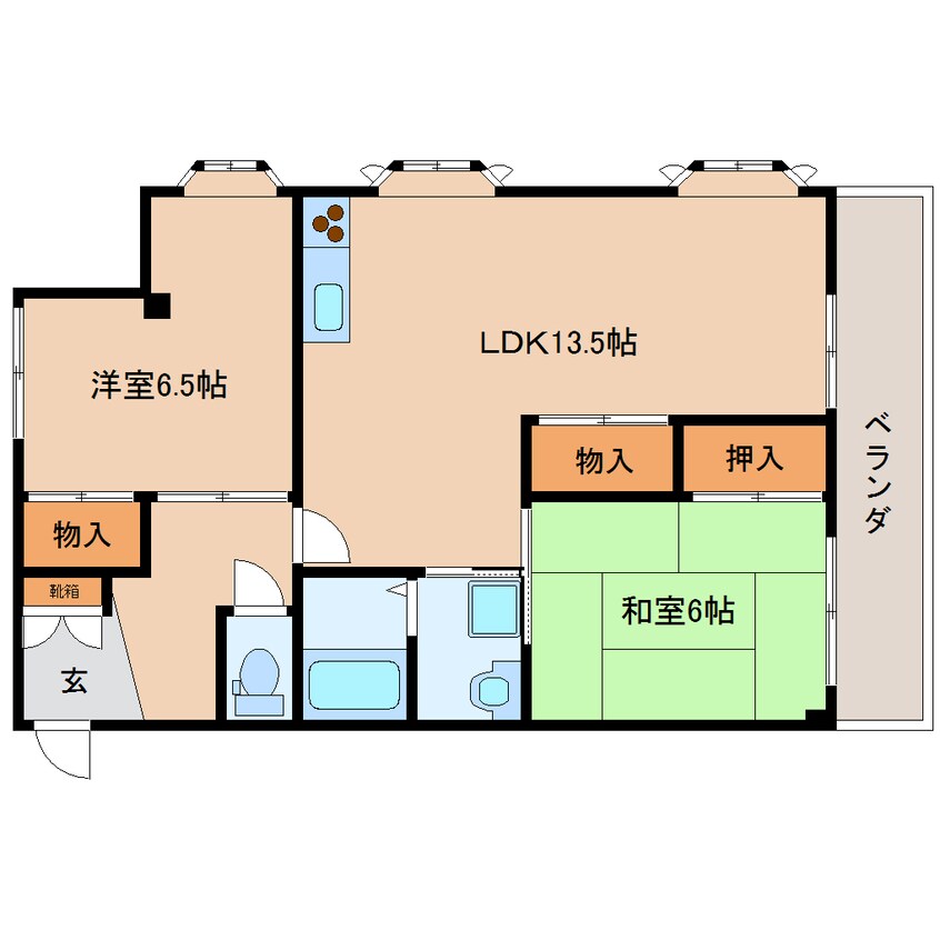 間取図 東海道本線/静岡駅 徒歩14分 2階 築35年