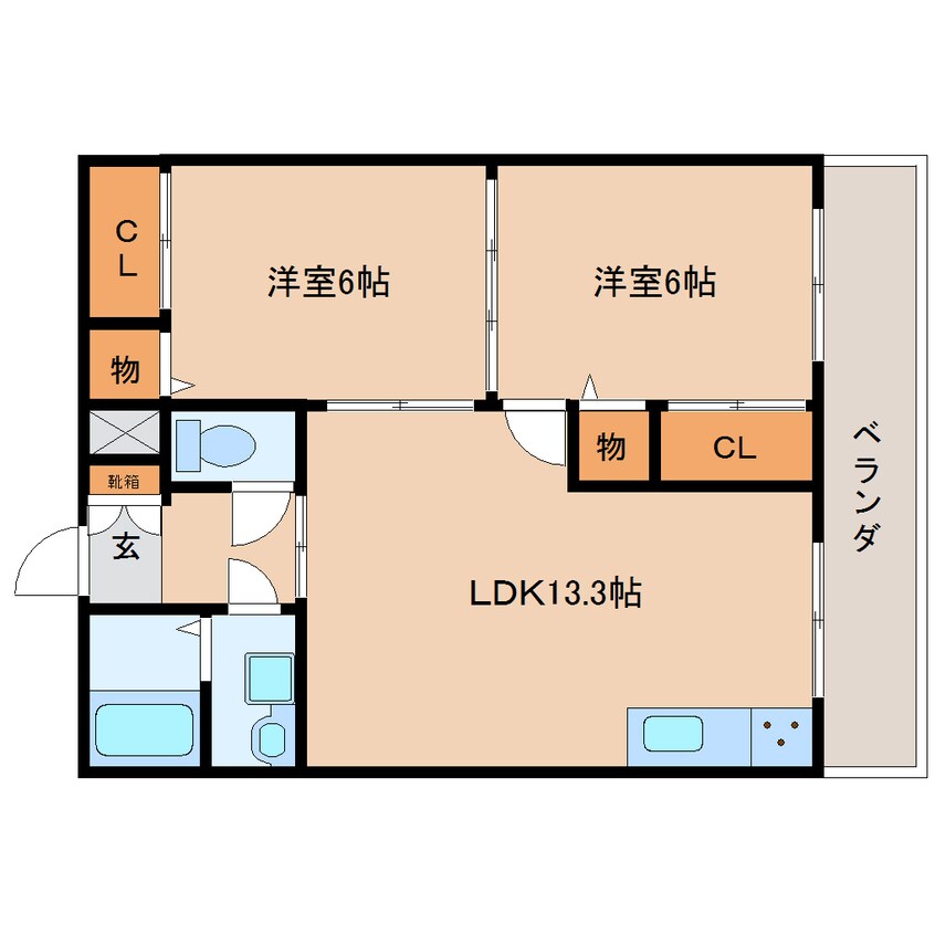 間取図 東海道本線/静岡駅 徒歩14分 2階 築35年