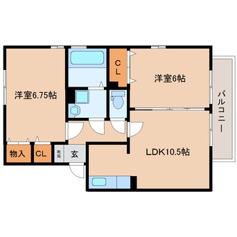 間取図 東海道本線/焼津駅 バス25分下小田下車:停歩6分 2階 築16年