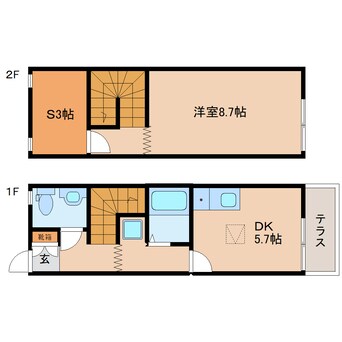 間取図 東海道本線/静岡駅 バス17分登呂二丁目下車:停歩4分 1-2階 築20年