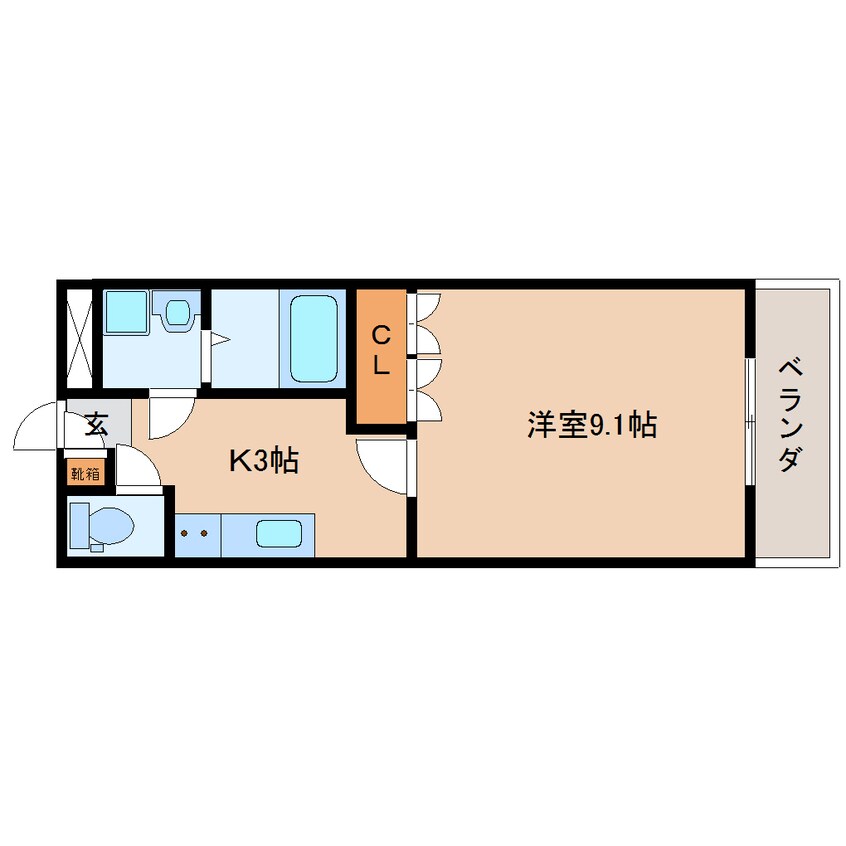 間取図 東海道本線/静岡駅 バス17分大谷下車:停歩2分 4階 築14年