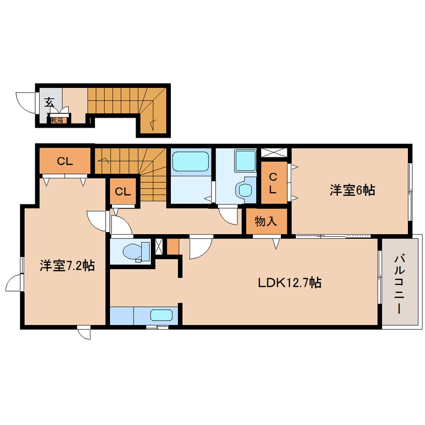 間取図 東海道本線/焼津駅 バス8分縦小路柳屋本店前下車:停歩2分 2階 築14年