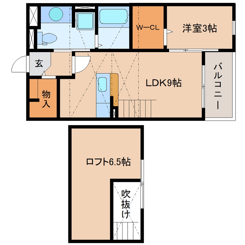間取図 静鉄バス（焼津市）/縦小路柳屋本店前 徒歩2分 2階 築15年