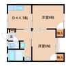 東海道本線/静岡駅 徒歩21分 2階 築37年 2DKの間取り