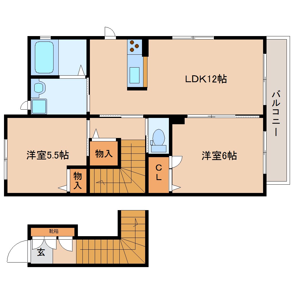 間取り図 東海道本線/東静岡駅 徒歩24分 2階 築15年