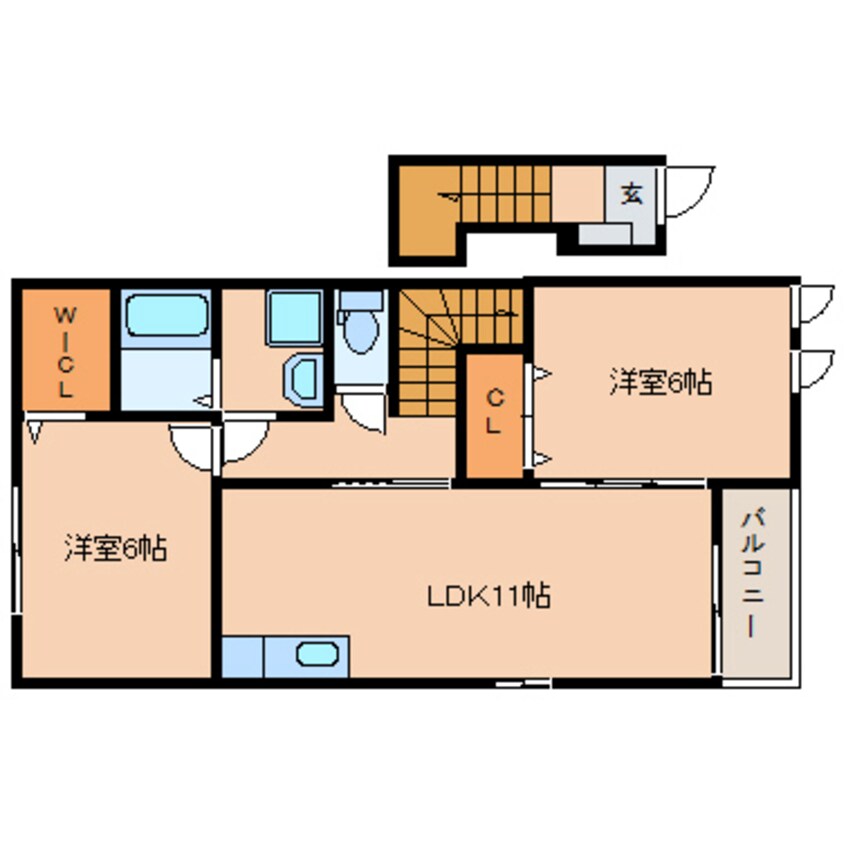 間取図 東海道本線/藤枝駅 バス18分五十海北下車:停歩8分 2階 築14年