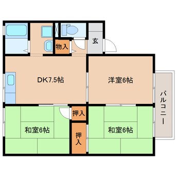 間取図 東海道本線/焼津駅 バス10分小川中学岡本病院下車:停歩2分 2階 築32年