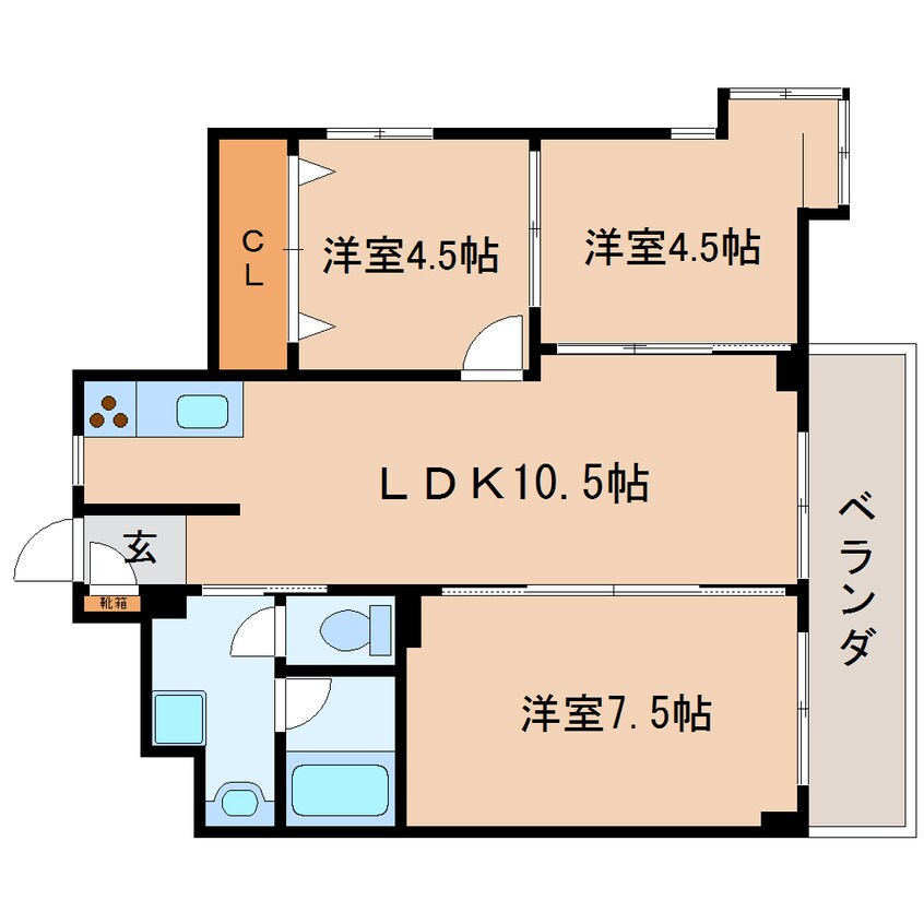 間取図 東海道本線/静岡駅 バス17分中村町下下車:停歩5分 4階 築28年