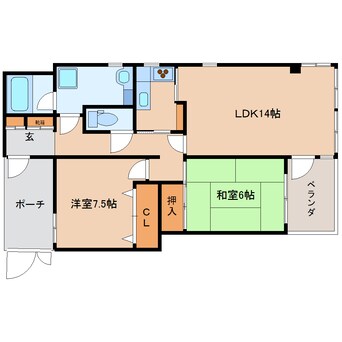 間取図 東海道本線/静岡駅 バス14分緑ヶ丘下車:停歩4分 3階 築34年