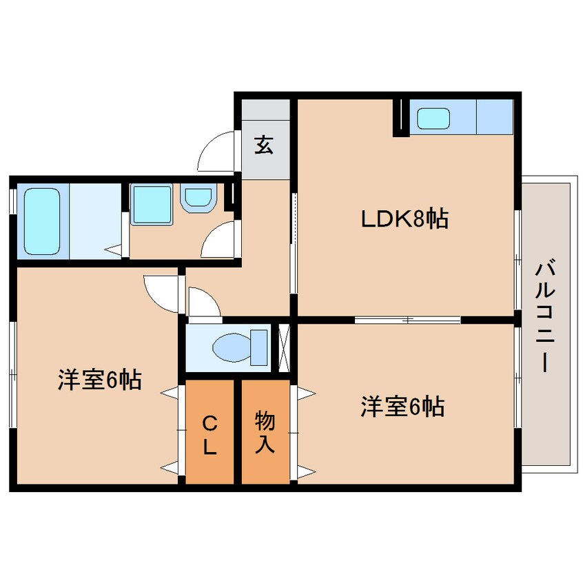 間取図 東海道本線/焼津駅 徒歩11分 2階 築22年