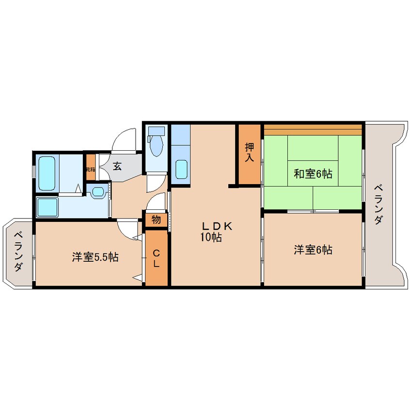 間取図 東海道本線/静岡駅 バス17分富士見台下車:停歩1分 3階 築26年