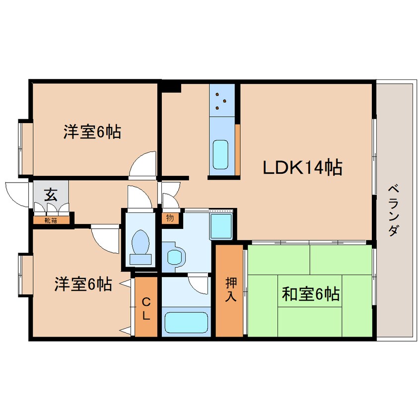 間取図 東海道本線/静岡駅 バス15分中村町下下車:停歩3分 5階 築26年