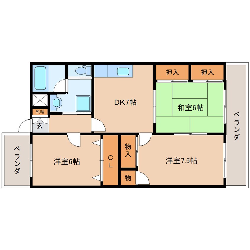 間取図 東海道本線/静岡駅 バス9分中田二丁目下車:停歩4分 2階 築29年