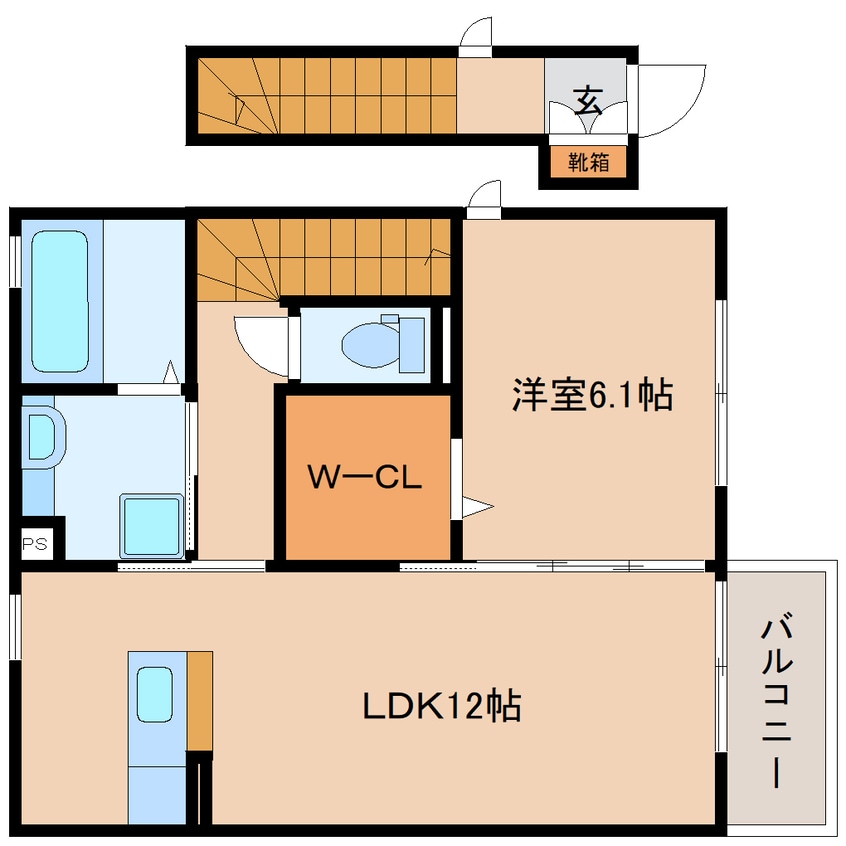 間取図 東海道本線/静岡駅 バス22分登呂コープタウン下車:停歩7分 2階 築13年