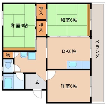 間取図 東海道本線/東静岡駅 徒歩24分 2階 築45年