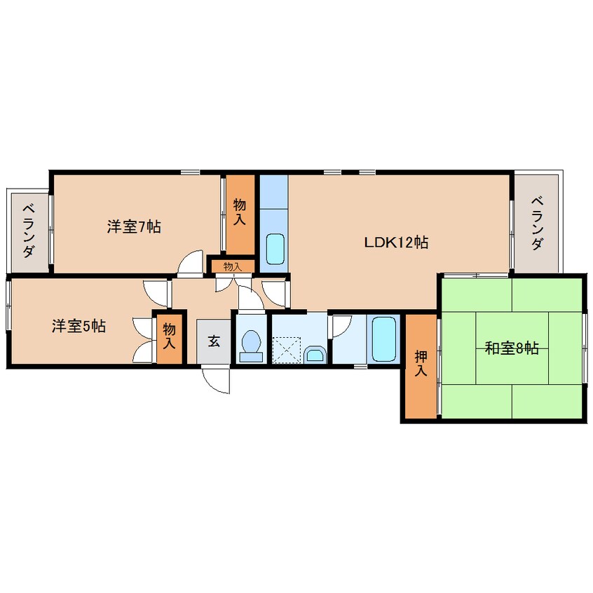 間取図 東海道本線/静岡駅 バス9分石田ＳＢＳ学苑入口下車:停歩2分 3階 築37年