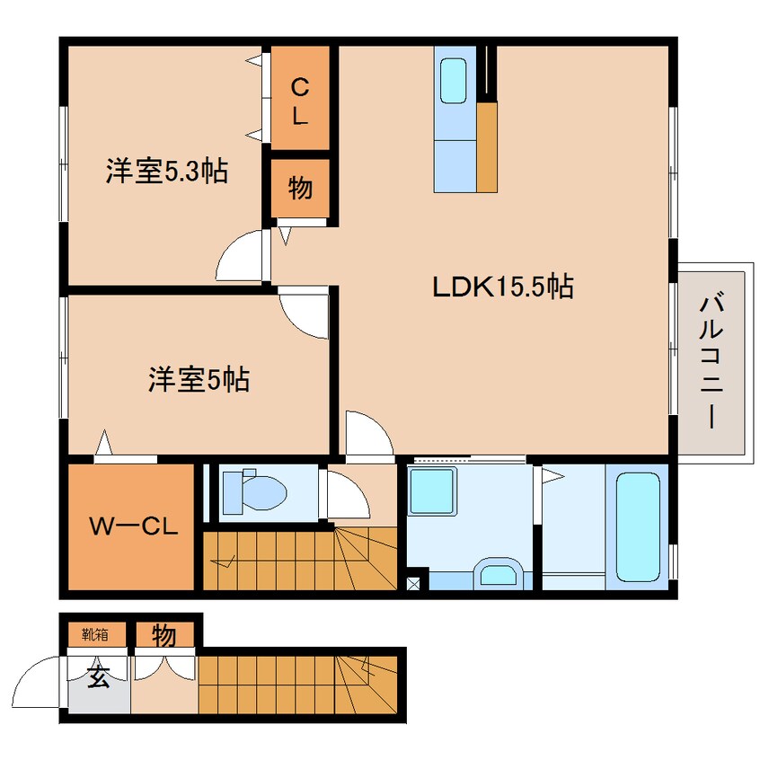 間取図 東海道本線/静岡駅 バス26分宮川下車:停歩3分 2階 築11年