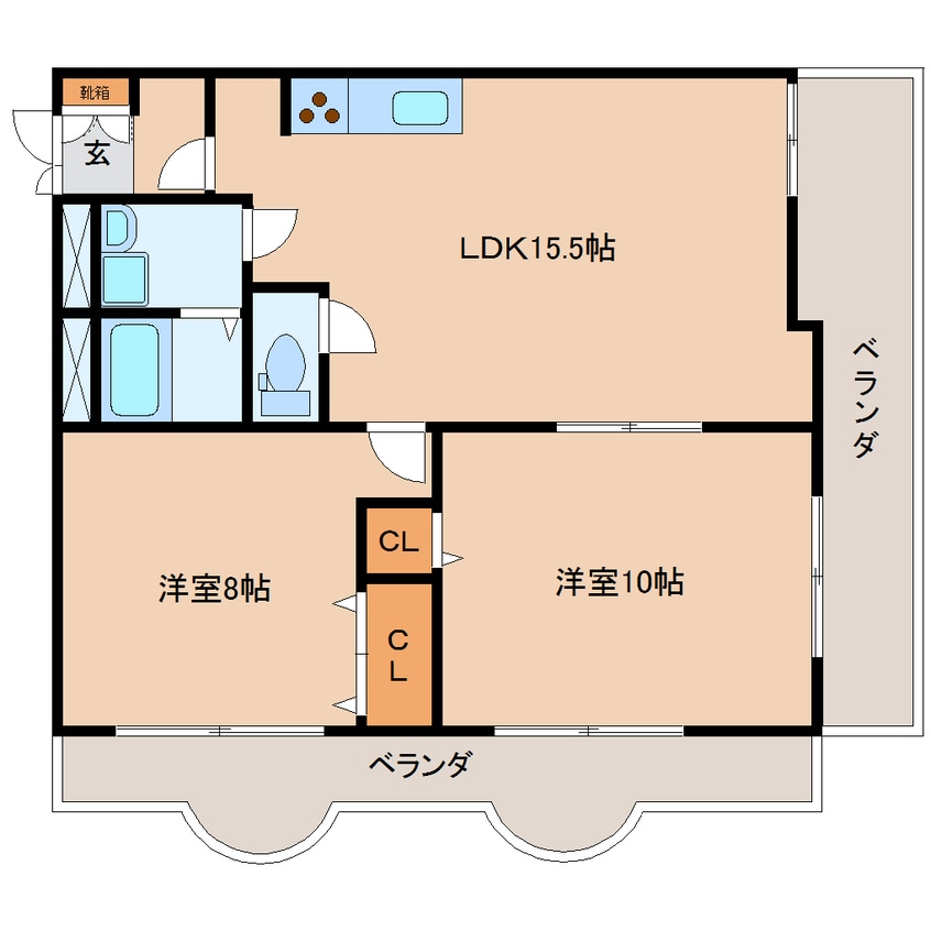 間取図 東海道本線/静岡駅 徒歩11分 2階 築37年