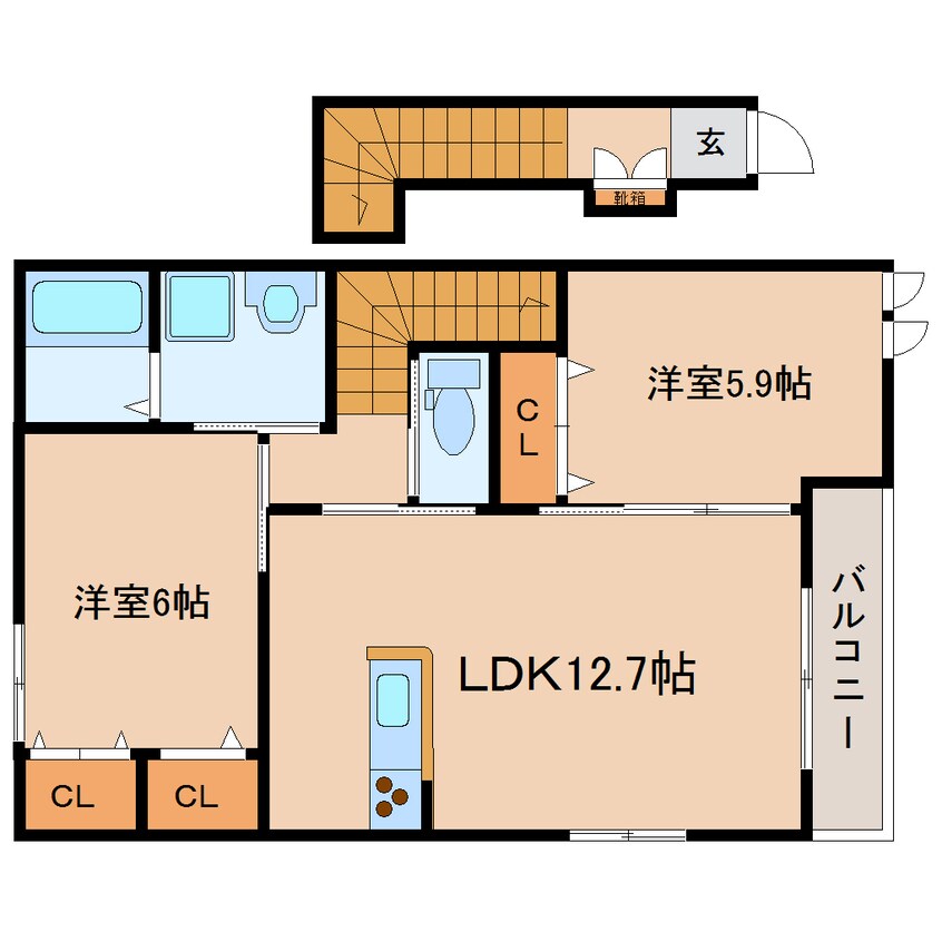 間取図 東海道本線/静岡駅 バス20分中島下車:停歩2分 2階 築12年