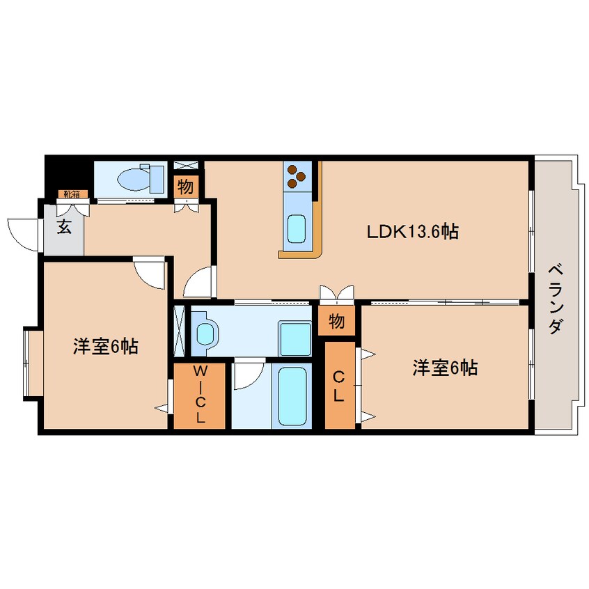 間取図 東海道本線/静岡駅 バス24分登呂コープタウン下車:停歩3分 5階 築12年