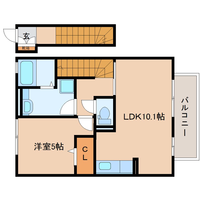 間取図 東海道本線/静岡駅 バス18分西脇下下車:停歩4分 2階 築11年