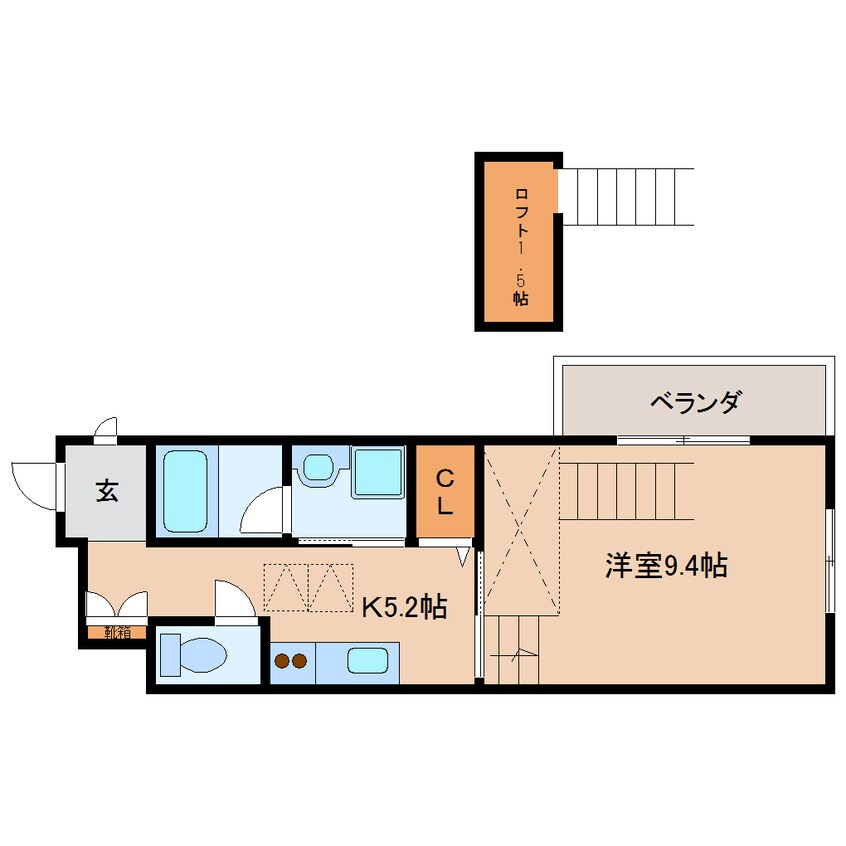 間取図 東海道本線/静岡駅 徒歩12分 2階 築10年