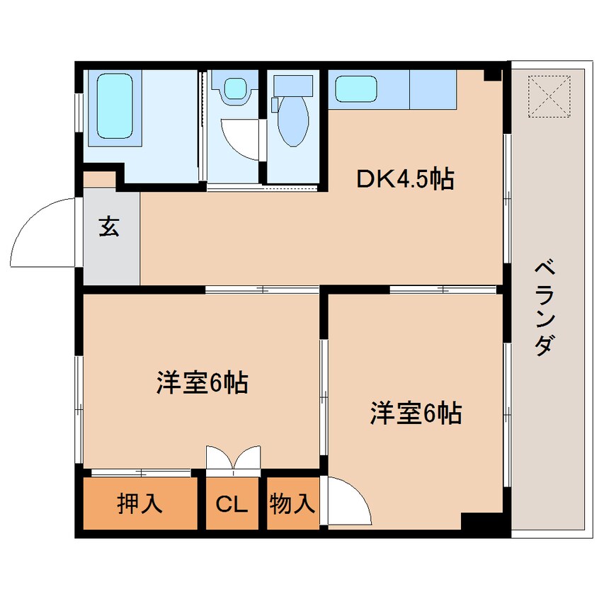 間取図 東海道本線/静岡駅 徒歩15分 2階 築51年