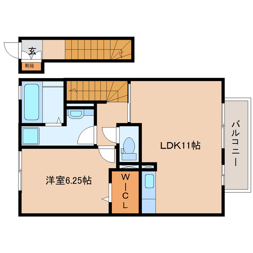 間取図 東海道本線/静岡駅 バス17分中島団地前下車:停歩4分 2階 築10年