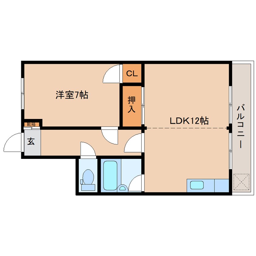 間取図 東海道本線/静岡駅 バス14分緑が丘下車:停歩6分 3階 築37年
