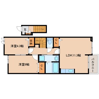 間取図 東海道本線/静岡駅 バス17分西島下車:停歩5分 2階 築10年