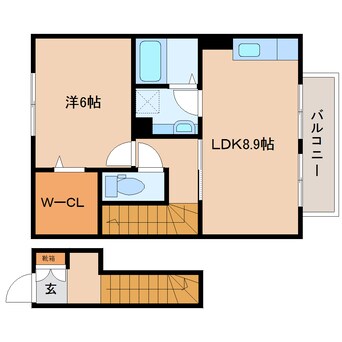 間取図 東海道本線/静岡駅 バス13分登呂コープタウン入口下車:停歩1分 2階 築12年