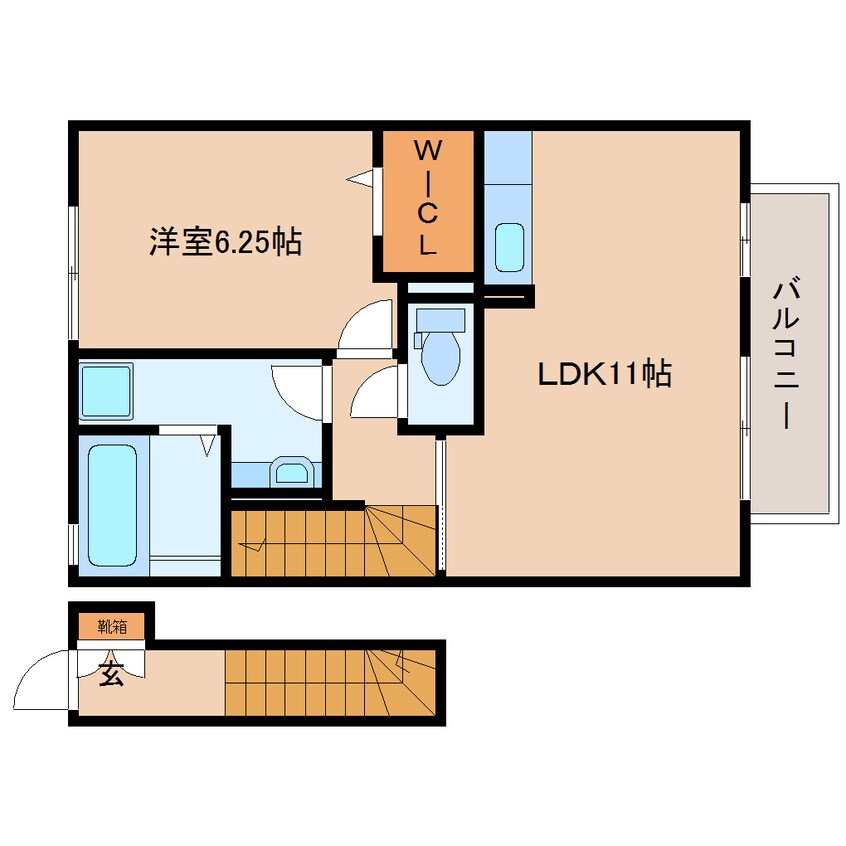 間取図 東海道本線/静岡駅 バス28分大谷中下車:停歩4分 2階 築10年