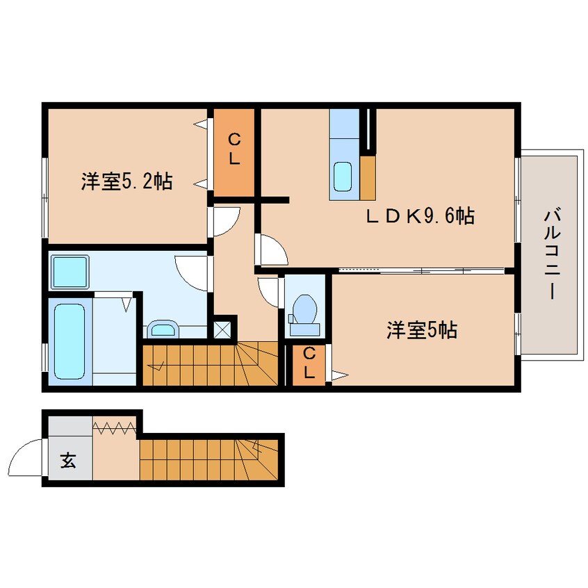 間取図 東海道本線/藤枝駅 徒歩20分 2階 築10年