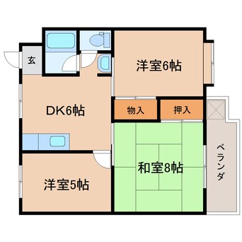 間取図 東海道本線/静岡駅 バス15分中村町上下車:停歩5分 3階 築44年