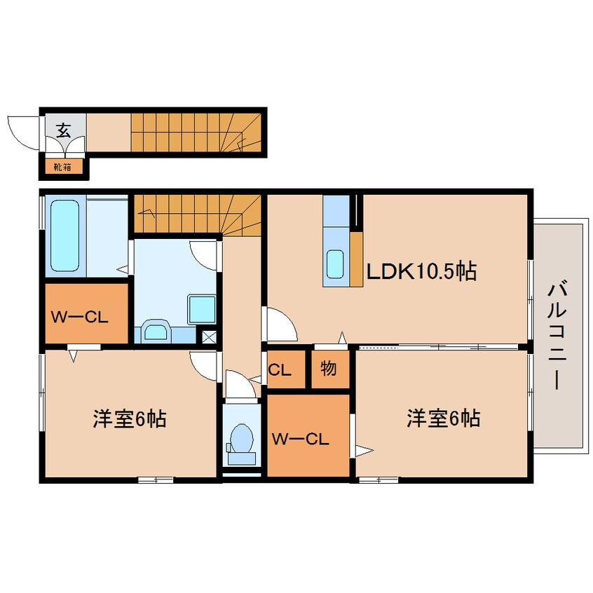 間取図 東海道本線/静岡駅 バス18分宮竹一丁目下車:停歩2分 2階 築11年