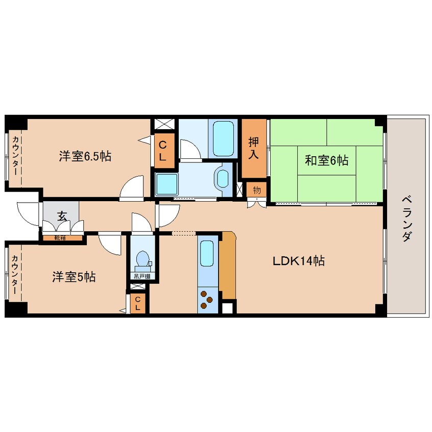 間取図 東海道本線/静岡駅 徒歩15分 2階 築26年