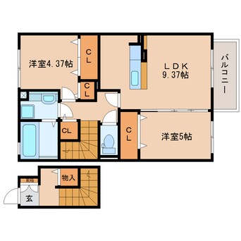 間取図 東海道本線/静岡駅 バス17分静岡インター入口下車:停歩4分 2階 築9年