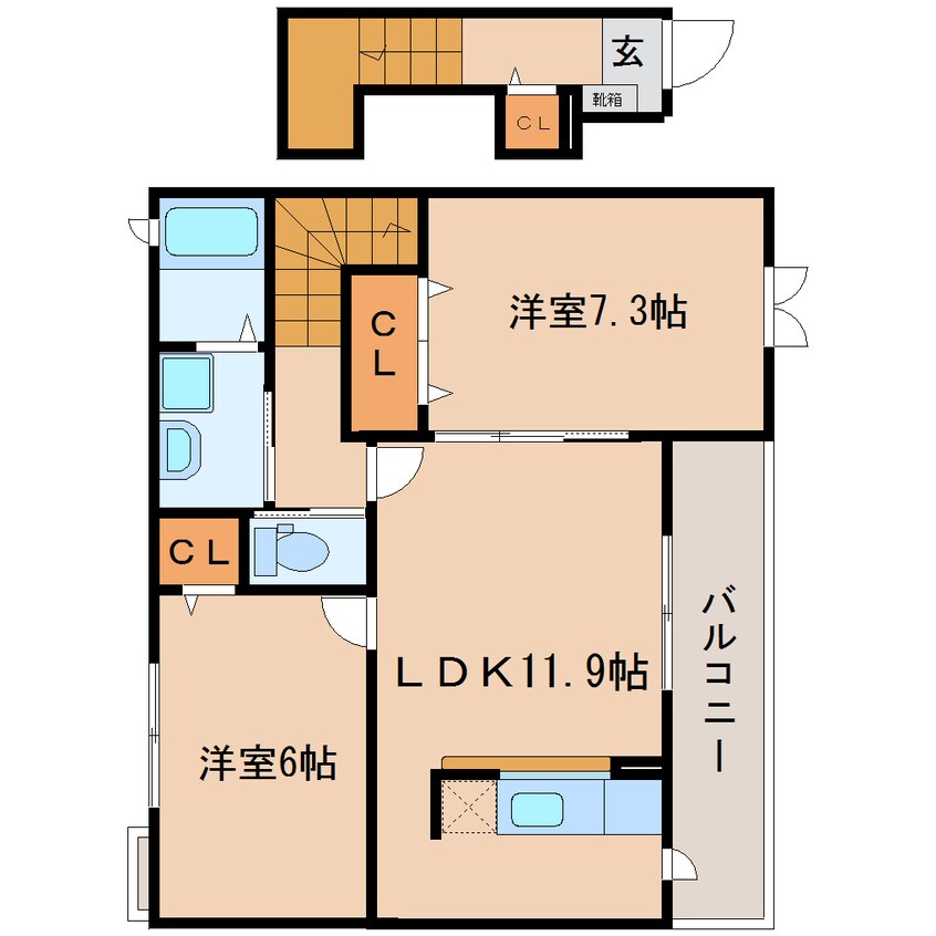 間取図 東海道本線/藤枝駅 徒歩22分 2階 築9年