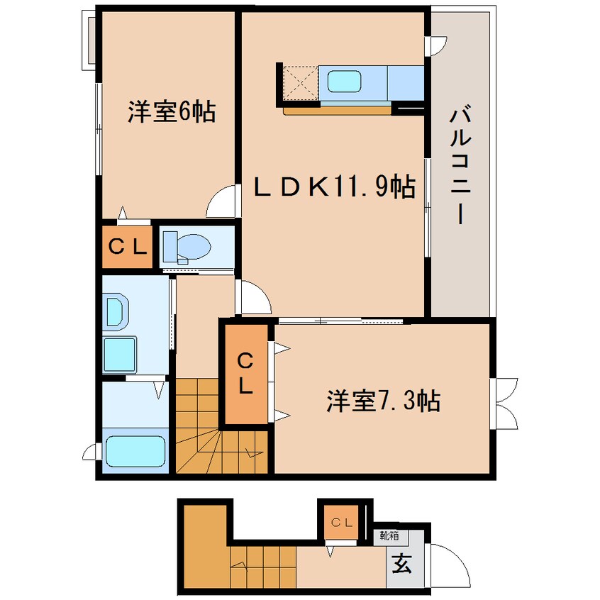 間取図 東海道本線/藤枝駅 徒歩22分 2階 築9年