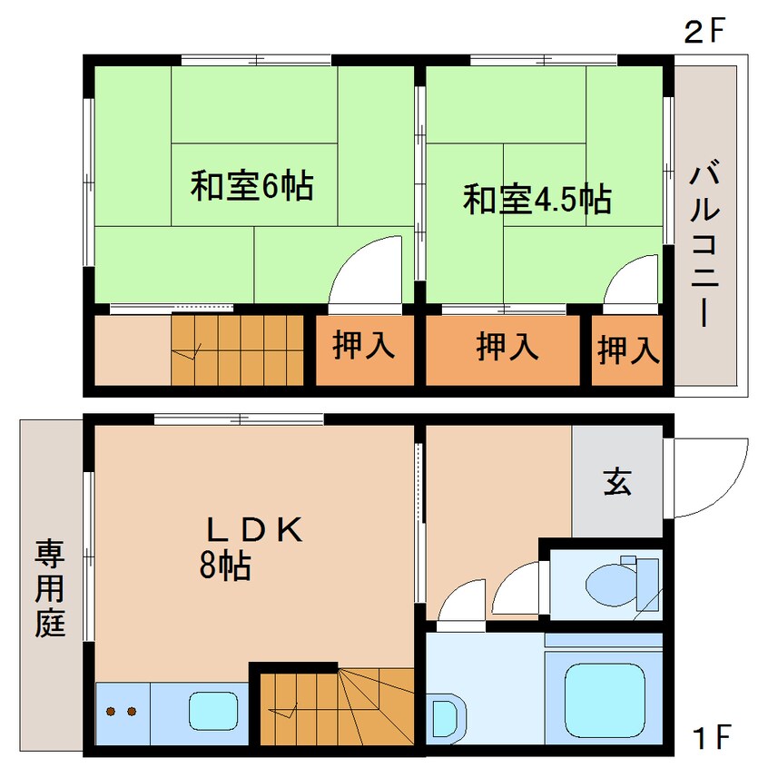 間取図 東海道本線/静岡駅 徒歩8分 1-2階 築51年