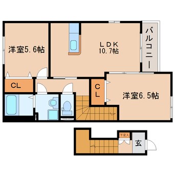 間取図 東海道本線/静岡駅 バス16分浜敷地下車:停歩2分 2階 築8年