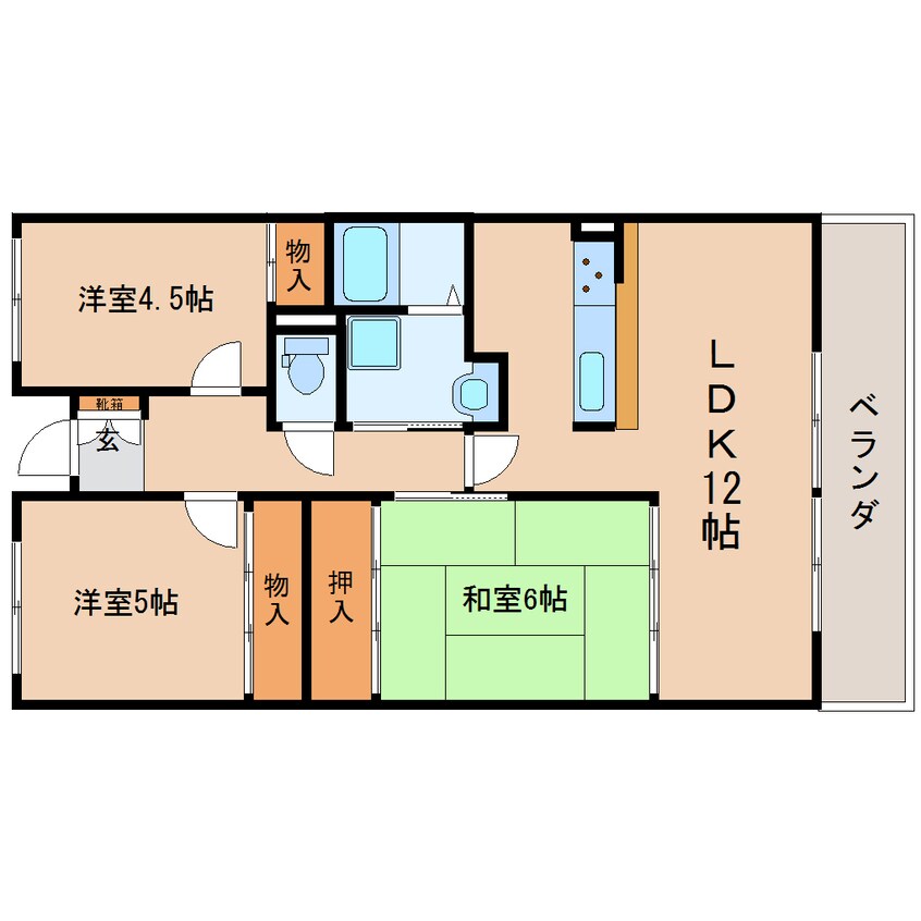 間取図 東海道本線/静岡駅 徒歩16分 3階 築29年